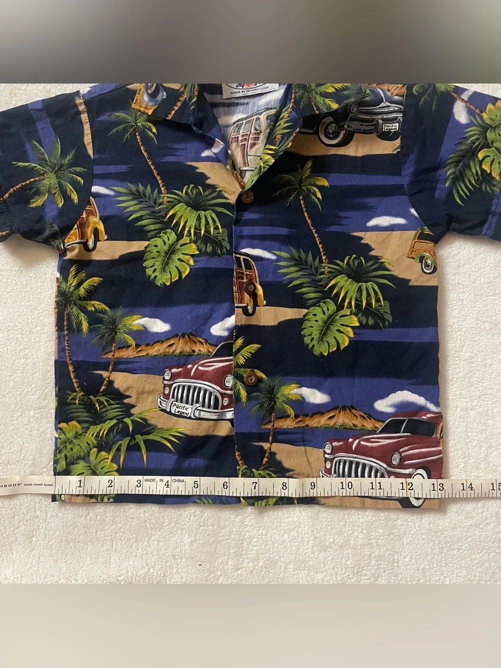Pacific Legend Retro Palm Trees and Woody Wagons Button Down Shirt size 3T - Picture 7 of 11
